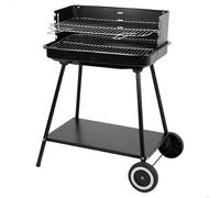 AKTIVE Barbecue portable à charbon, 55 x 43 x 82 cm, grilles en acier inoxydable et réglables, 4 hauteurs de rôtissage, parois latérales coupe-vent