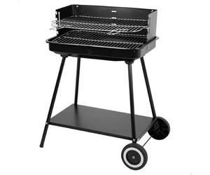 AKTIVE Barbecue portable à charbon, 55 x 43 x 82 cm, grilles en acier inoxydable et réglables, 4 hauteurs de rôtissage, parois latérales coupe-vent