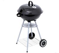 AKTIVE Barbecue Portable au Charbon de Bois, Métal, Rond, Ø46X89 cm, avec Couvercle et Grille d'Aération, Double Grille, 2 Roues pour Un Transport Facile, Barbecues au Charbon de Bois, BBQ (52971)