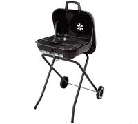 AKTIVE Barbecue portable avec roues, couleur noire, dimensions 49 x 74 x 79 cm, acier résistant, pieds pliants, couvercle avec ventilation, mini grille charbon amovible (63178)