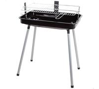 AKTIVE Barbecue rectangulaire, couleur noire, mesure 58 x 38 x 75 cm, 2 niveaux de cuisson, pieds stables, acier résistant, mini grille charbon amovible (63179)