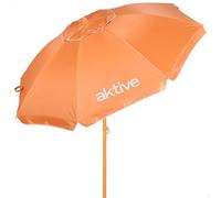 AKTIVE BEACH 62483 Parasol de plage inclinable avec protection UV50, 8 baleines, matériau Oxford, avec ventilation, diamètre 220 cm, orange