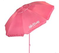 AKTIVE BEACH 62484 Parasol de plage inclinable avec protection UV50, 8 baleines, matériau Oxford, avec ventilation, pour extérieur Rose 220 cm