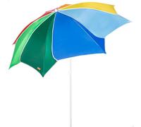 AKTIVE Beach 62525 Parasol de plage inclinable, diamètre 200 cm, design multicolore, protection UV50, matériau Oxford, avec 8 baleines, pour extérieur, jardin, terrasse
