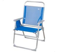 AKTIVE Beach- Chaise de Plage Pliante Fixe, avec Accoudoirs Ergonomiques, Protections Anti-Renversement et Poignée de Transport, PVC et Textilène, 48 X 50 X 88 cm, Bleu