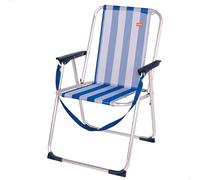AKTIVE Beach Marine - Chaise Pliante Haute avec Poignée. Chaise de Plage avec Accoudoirs, Chaise Longue Jardin ou Chaise de Camping, Bleu et Blanc