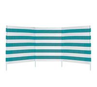 AKTIVE Beach - Paravent Plage en Polyester avec Tiges en Acier, Paravent Extérieur 2 Places, Polyester, avec Sac de Transport, 480 X 84 cm, Bleu Lisse ou Blanc avec Rayures Vert Eau