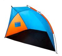 AKTIVE Beach- Tente Coupe-Vent Plage, 3 Personnes, Abri de Plage en Polyester, Imperméable, Montage Facile, Sac de Transport, 200X125X120 cm, Bleu et Orange