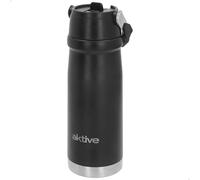 AKTIVE Bouteille isotherme double paroi en acier inoxydable finition noire métallique 650 ml 9 x 8 x 24 cm