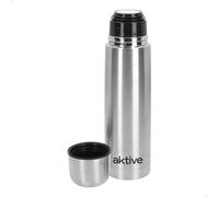 AKTIVE Bouteille isotherme en acier inoxydable à double paroi avec gobelet Système anti-goutte Sans BPA 7 x 7 x 25 cm 500 ml