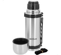 AKTIVE Bouteille isotherme en acier inoxydable avec gobelet, poussoir distributeur, système anti-goutte, sans BPA, 10 x 10 x 28 cm