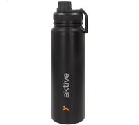 AKTIVE Bouteille isotherme en acier inoxydable avec système anti-fuites, poignée de transport, sans BPA, 8,5 x 8 x 28 cm, 800 ml, noir
