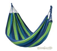 AKTIVE Camping - Hamac Jardin 1 Place en Coton, Hamac Extérieur avec Une Corde pour Le Suspendre, 200 x 100 cm, Hauteur de 180-190 cm, avec Sac de Transport, Bleu