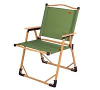 AKTIVE Chaise de Camping Pliante, Glamping, Couleur Verte, Anti-Bascule, 47X53X77 cm, Supporte 110 kg, Tissu Polyester, Structure en Acier, Accoudoirs en Bois, Chaises Pliantes (63066)