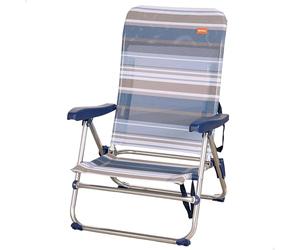 AKTIVE Chaise de Plage Basse Pliante, Dossier 5 Positions, Structure en Aluminium, Textile Imprimé à Rayures, Accoudoirs, 49X43X74 cm (62601)