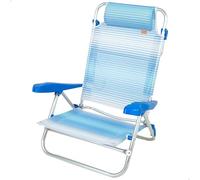AKTIVE Chaise de Plage Pliable, 8 Positions, Rayures Bleues, 47 x 49 x 82 cm, avec Coussin rembourré, poignées de Transport, supporte 110 kg, chaises de Plage, Multiposition, Dossier inclinable