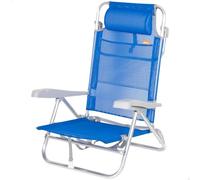 AKTIVE Chaise de Plage Pliable, Bleu foncé, textilène et Aluminium, 47 x 49 x 82 cm, 8 Positions, Dossier Haut, 110 kg