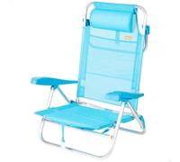 AKTIVE Chaise de Plage Pliable, Caraïbes, Bleu Clair, textilène et Aluminium, 47 x 49 x 82 cm, 8 Positions, Dossier Haut, 110 kg