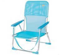 AKTIVE Chaise de Plage Pliable, en textilène et Aluminium, Bleu, 44 x 40 x 72 cm, capacité 110 kg, Respirante, Portable avec poignée