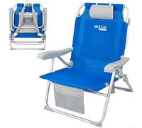 AKTIVE Chaise de Plage Pliable et Inclinable avec 5 Positions, Assise et Hauteur XXL, Portable et Pliable 55X66X86 cm, Comprend Un Coussin, 1 Poche, 1 Sac Zippé et des Butées Anti-Roulement