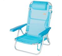 AKTIVE Chaise de Plage Pliable, Multiposition, 5 Positions, textilène et Aluminium, Bleu, 48 x 46 x 84 cm, 110 kg, Dossier Haut rembourré