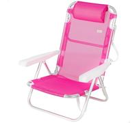 AKTIVE Chaise de Plage Pliable, Multiposition, 5 Positions, textilène et Aluminium, Couleur Fuchsia, 48 x 46 x 84 cm, supporte 110 kg, avec poignée de Transport