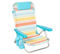 AKTIVE Chaise de Plage Pliante, 48x48x75 cm, Inclinable en 5 Positions, Fabriquée en Aluminium et textilène rayé Multicolore, Poche arrière et latérale, Poignée de Transport, Modèle Santorini (62420)