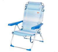 AKTIVE Chaise de Plage Pliante, 5 Positions, Rayures Bleues, 48X60X90 cm, Coussin Rembourré Inclus, Bandoulière, Supporte 110 kg, Anti-Bascule, Multi-Positions, Dossier Inclinable