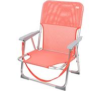 AKTIVE Chaise de Plage Pliante, 55X35X72 cm, Beach, Couleur Corail, Chaise Basse Pliante, Tubes en Aluminium, Poignée de Transport, Poids Maximum 100 kg, avec Butées Anti-Bascule