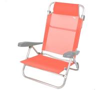 AKTIVE Chaise de Plage Pliante, 8 Positions, Couleur Corail, 47X49X82 cm, Coussin Rembourré Inclus, Poignées de Transport, Supporte 110 kg, Dossier Inclinable, Multi-Position (62665)