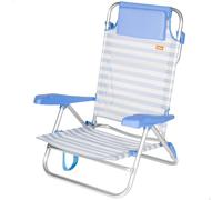 AKTIVE Chaise de Plage Pliante, 8 Positions, Rayures Bleues, Dimensions : 48 x 50 x 80 cm, supporte Jusqu’à 110 kg, poignées de Transport, Dossier inclinable (62549)