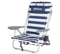Aktive Low Folding 4 Rays With Cushion And Pocket Positions Beach Chair Argenté