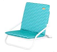 AKTIVE Chaise de Plage Pliante légère Bleue avec poignée de Transport, 46 x 60 x 50 cm, Structure en Aluminium, Tissu Polyester Respirant, Chaise Basse Camping Jardin, jusqu'à 110 kg (62533)
