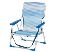 AKTIVE Chaise de Plage Pliante, Rayures Bleues, 44X35X72 cm, avec Anti-Bascule, Poignée de Transport à l'Épaule, Supporte 110 kg, Assise Basse, Structure en Aluminium, Tissu en Textilène
