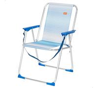 AKTIVE Chaise de Plage Pliante, Rayures Bleues, 44X45X76 cm, avec Anti-Bascule, Poignée de Transport à l'Épaule, Supporte 110 kg, Assise Haute, Structure en Aluminium, Tissu en Textilène