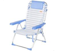 AKTIVE Chaise de Plage Pliante, Rayures Marin, 48x60x90 cm, 5 Positions, Aluminium et textilène, Anti-Bascule, Supporte 110 kg, Coussin, Poignée de Transport, Poches, Chaise Longue de Jardin (62548)