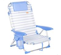 AKTIVE Chaise de Plage Pliante, Rayures Marin, 51x45x76 cm, 4 Positions, Aluminium et textilène, Anti-Bascule, Supporte 110 kg, Coussin, Poignée de Transport, Poches, Chaise Longue de Jardin (62547)