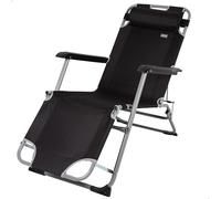 AKTIVE Chaise Longue de Plage Pliable et inclinable 2 Positions Noire, Dimensions 47 x 95 x 75 cm, Poids Maximum 110 kg, matériau Acier et Polyester, Anti-retournement, chaises Longues et hamacs de