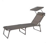 Aktive Chaise longue pliante avec parasol Argenté 193 x 53 x 30 cm