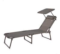 AKTIVE Chaise Longue Pliable, Steel+TEXTILENE 1X1, Noir, 193 cm x 53 cm x 30 cm