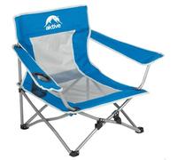 AKTIVE Chaise pliante, 49x46x60 cm, Bleu, Assise basse, Porte-gobelet, Anti-bascule, Supporte 110 kg, Structure en acier, Tissu polyester, Bandoulière, Pliage en accordéon, Chaises pliantes (63061)