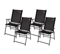 AKTIVE Lot de 4 chaises Pliantes, fabriquées en textilène et Acier, pliées Fines Effet Plat, Couleur Noire, avec accoudoirs, Max. 110 kg, Design léger et Compact, idéales pour Jardin ou terrasse