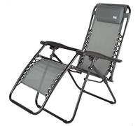 AKTIVE Chaise Pliante, Gravité Zéro, Gris, avec Coussin et Repose-Pieds, Confortable et Robuste, Anti-Bascule, Acier et Textilène, Max 110 kg, Jardin, Camping