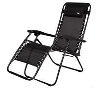 AKTIVE Chaise Pliante, Gravité Zéro, Noir, avec Coussin et Repose-Pieds, Confortable et Robuste, Anti-Bascule, Acier et Textilène, Max 110 kg, Jardin, Camping