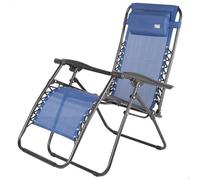 AKTIVE Chaise Pliante, Zéro Gravité, Bleu, avec Coussin et Repose-Pieds, Confortable et Robuste, Anti-Bascule, Acier et Textilène, Max 110 kg, Jardin, Camping
