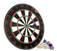 AKTIVE Cible de fléchettes double face 42 cm avec 6 fléchettes à pointe métallique, Plateau traditionnel et cercle réversible, Jeu classique pour adultes et adolescents, Comprend une boîte illustrée
