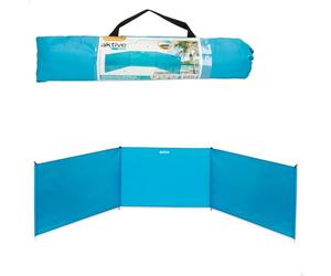 AKTIVE Coupe-Vent de Plage, 300X75, 85 cm, Bleu, 3 Panneaux, Tissu Polyester 170T, Protection UV30, Tiges en Aluminium, 4 Piquets Inclus, Sac de Transport avec Poignée, Coupe-Vent Pliable (53441)