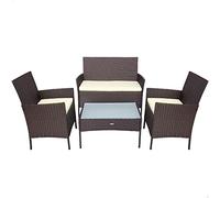 AKTIVE - Ensemble de Jardin en Rotin, Mobilier de Terrasse avec 2 Fauteuils d'Extérieur, 1 Canapé et 1 Table