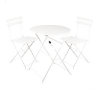 AKTIVE Ensemble de meubles de terrasse, 60 x 70 cm, set de table et 2 chaises, meubles d'extérieur, blanc, matériau résistant, meubles pliables, jusqu'à 30 kg, jusqu'à 110 kg (61152)