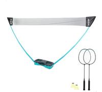 AKTIVE Filet de Badminton Portable, 295X160 cm, Bleu et Noir, 2 Raquettes, 2 Volants, Pieds Extensibles, Mallette de Transport et de Rangement, Montage sans Outil